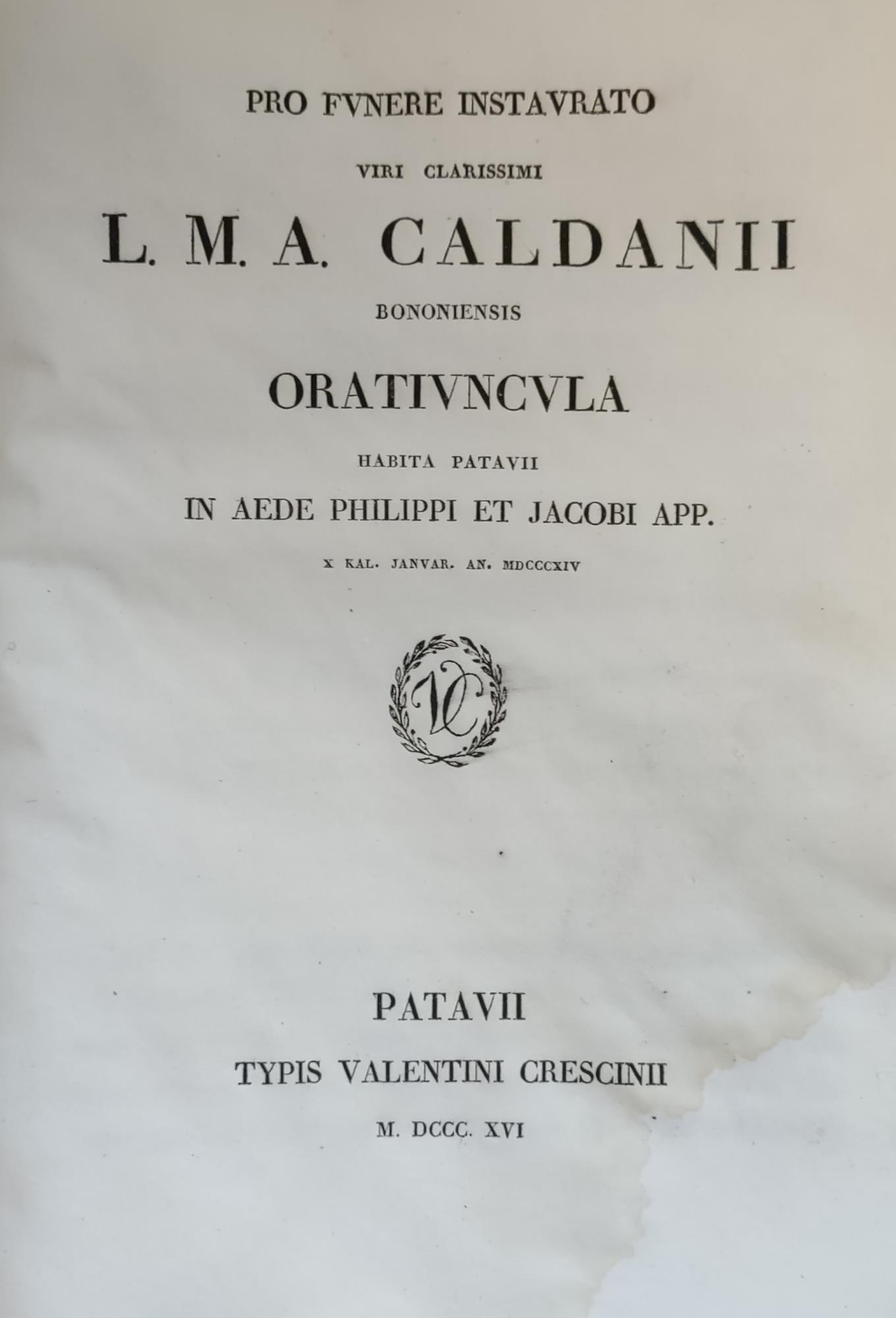 Raccolta di quattro opere edite a Padova: FRANSCESCO SCIP. VESCOVO DI PADOVA, ISTRUZIONE PASTORALE SOPRA LI CIMITERJ, Tip. Seminario, 1809.   ANGELO BIGONI M.C., CELEBRANDOSI NELLA BASILICA DI S. ANTONIO DI PADOVA (...) LE SOLENNI ESEQUIIE IN SUFFRAG