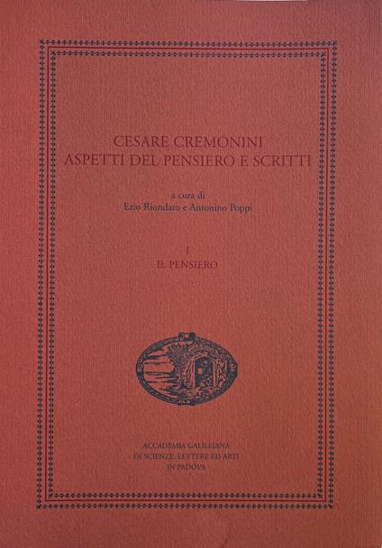 Cesare Cremonini. Aspetti Del Pensiero E Scritti - Ezio Riondato - copertina
