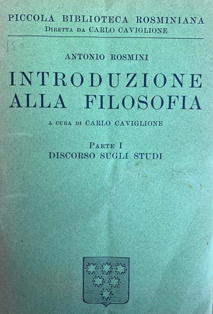 Introduzione Alla Filosofia - Antonio Rosmini - copertina