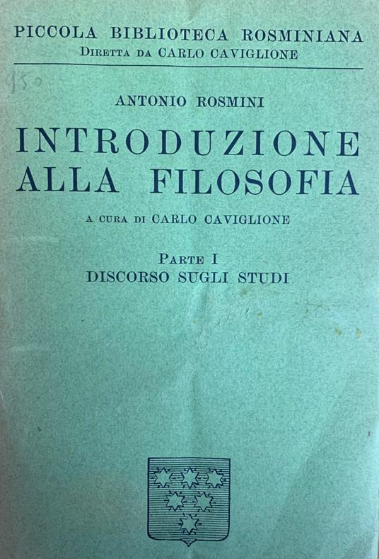 Introduzione Alla Filosofia - Antonio Rosmini - copertina