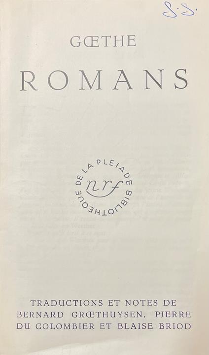 Romans - Johann Wolfgang Goethe - copertina