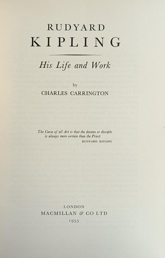 Rudyard Kipling. His Life And Work - copertina