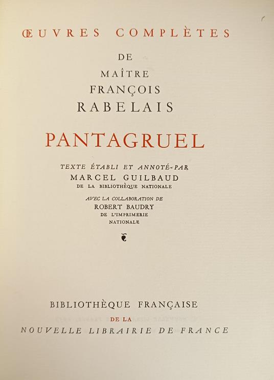 Œuvres Complètes - François Rabelais - copertina