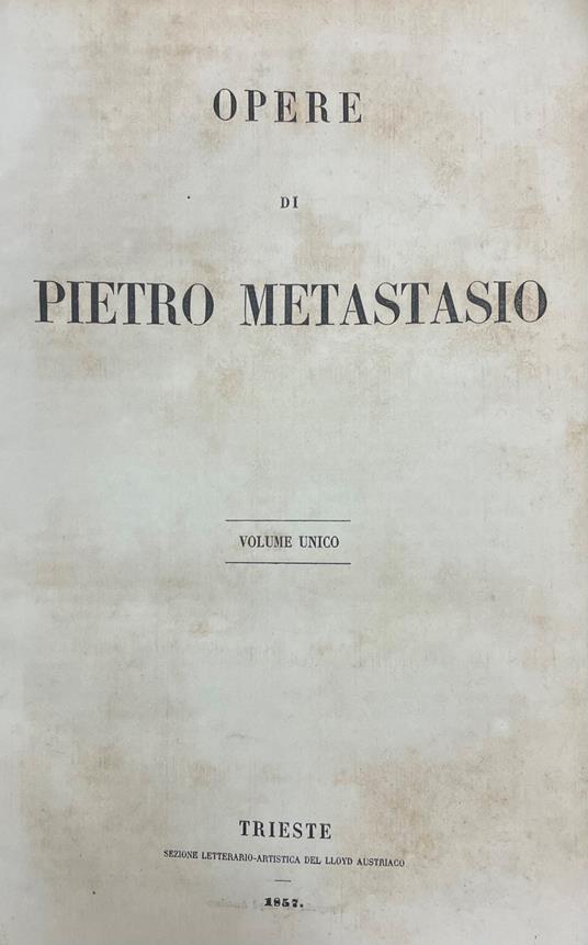 Opere - Pietro Metastasio - copertina