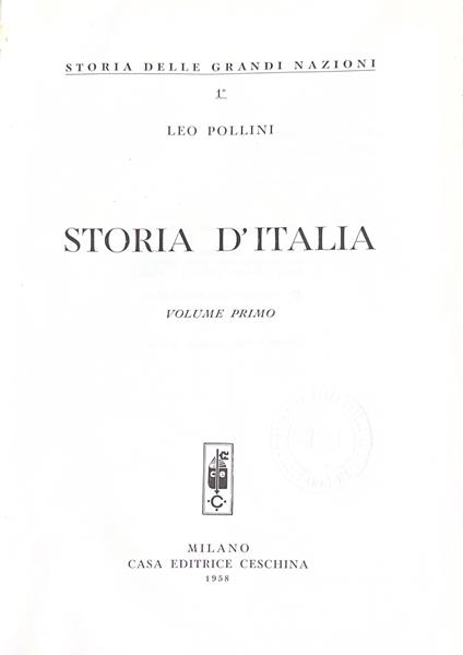Storia D'Italia - Leo Pollini - copertina