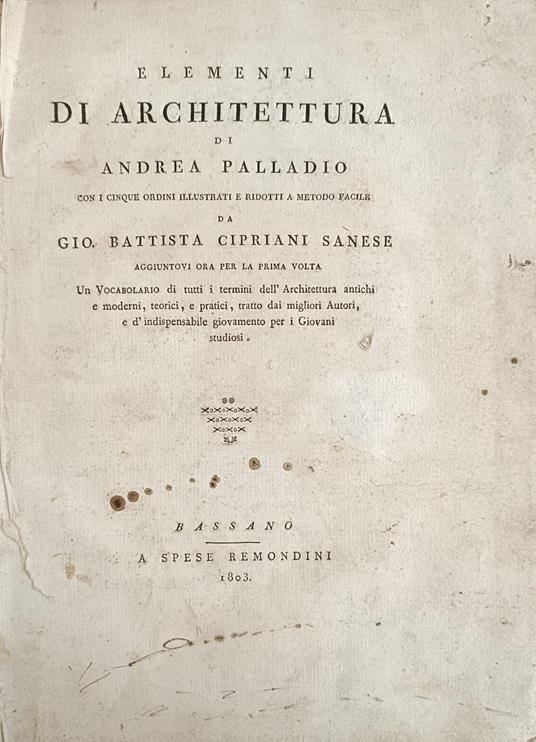 Elementi Di Architettura - Andrea Palladio - copertina