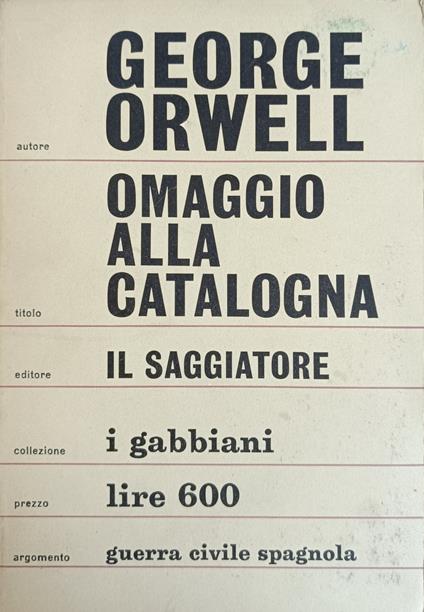 Omaggio Alla Catalogna - George Orwell - copertina