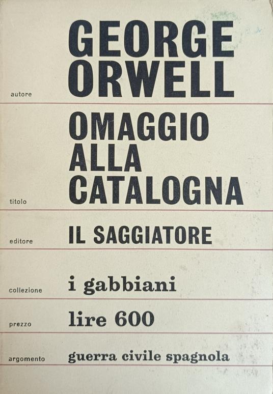Omaggio Alla Catalogna - George Orwell - copertina