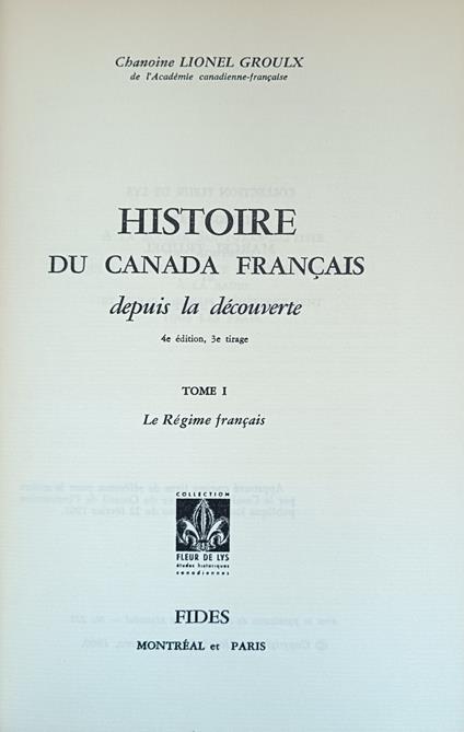 Histoire Du Canada Français Depuis La Découverte - copertina