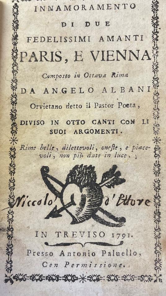 Innamoramento Di Due Fedelissimi Amanti Paris, E Vienna - Angelo Albani - copertina