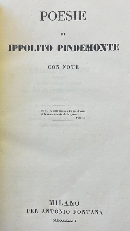 Poesie Con Note - Ippolito Pindemonte - copertina