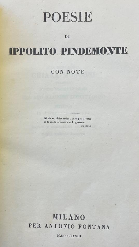 Poesie Con Note - Ippolito Pindemonte - copertina