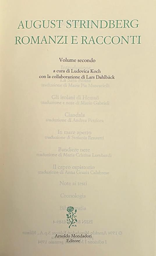 ROMANZI E RACCONTI. vol. 2 - August Strindberg - copertina