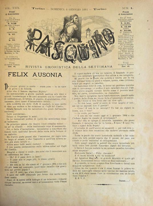 Il Pasquino. Rivista Umoristica Illustrata Della Settimana - copertina