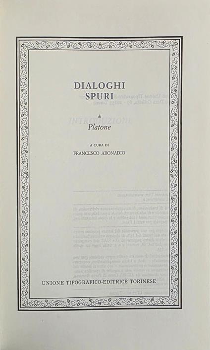 Dialoghi Spuri - Platone - copertina