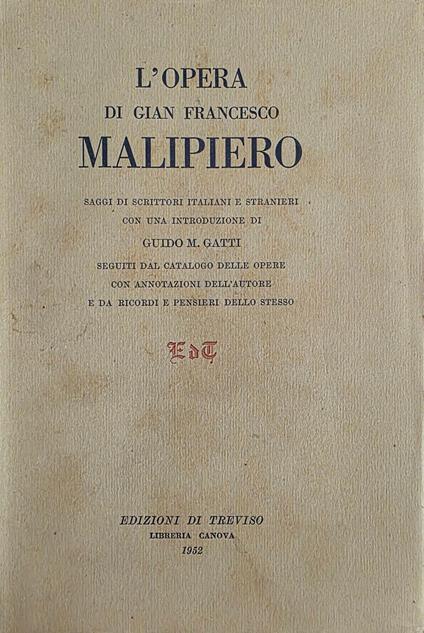L' Opera Di Gian Francesco Malipiero - copertina