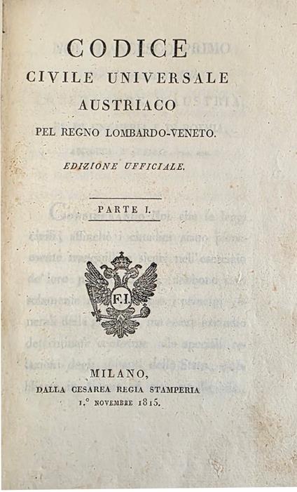 Codice Civile Universale Austriaco Pel Regno-Lombardo-Veneto - copertina