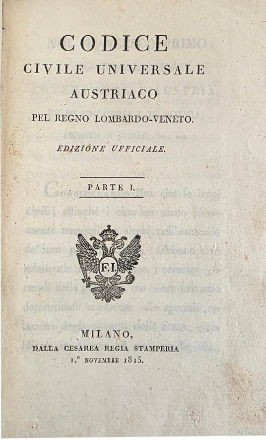 Codice Civile Universale Austriaco Pel Regno-Lombardo-Veneto - copertina