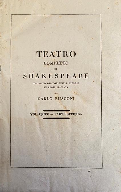 Teatro Completo - William Shakespeare - copertina