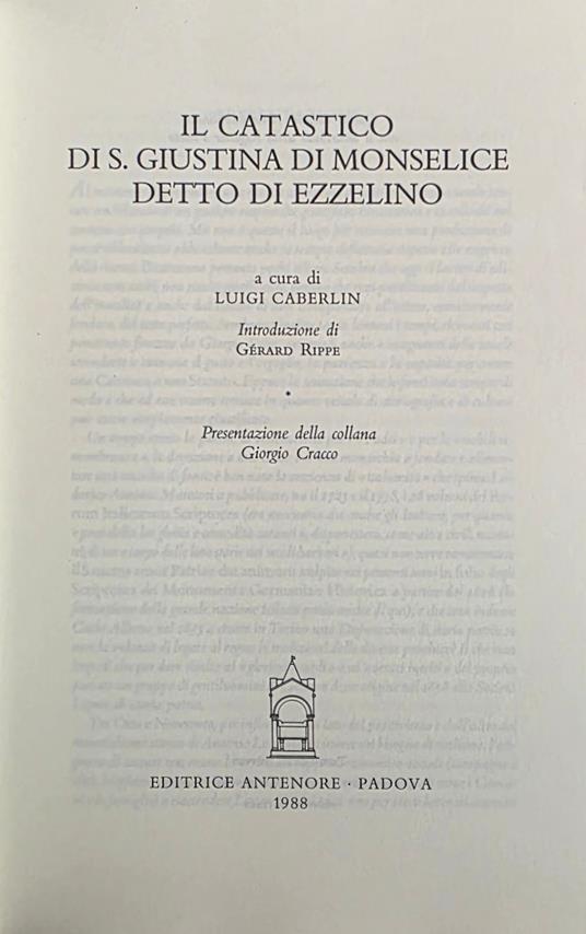 Il Catastico Di S. Giustina Di Monselice Detto Di Ezzelino - copertina
