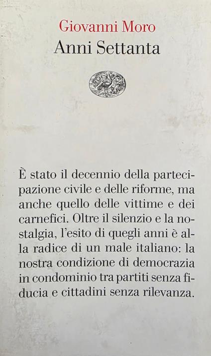 Anni Settanta - Giovanni Moro - copertina