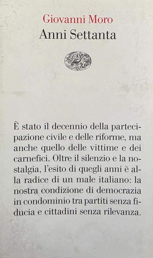 Anni Settanta - Giovanni Moro - copertina