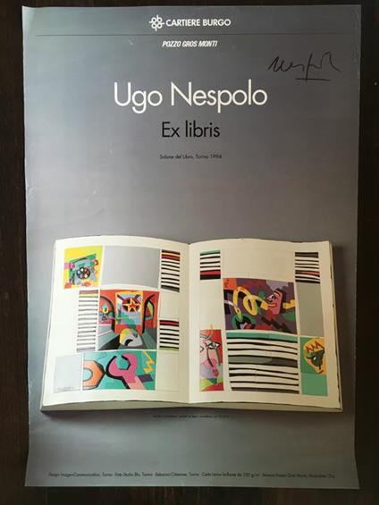 Poster Ugo Nespolo Ex Libris Salone del Libro Torino 1994 Firmato - P207 - copertina