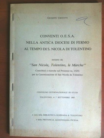 Conventi O.E.S.A. Nell'antica diocesi di Fermo al tempo di S. Nicola - E8844 - copertina