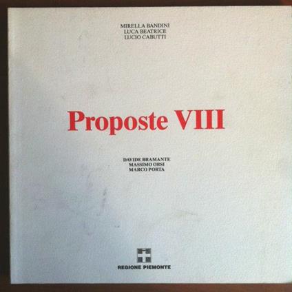 Catalogo della mostra Proposte VIII Palazzo IRV Torino 1992 - E15945 - copertina