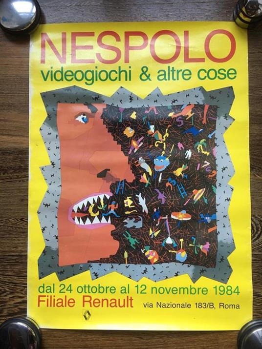 Poster Ugo Nespolo Videogiochi & altre cose - mostra Renault Roma 1984 - P338 - copertina