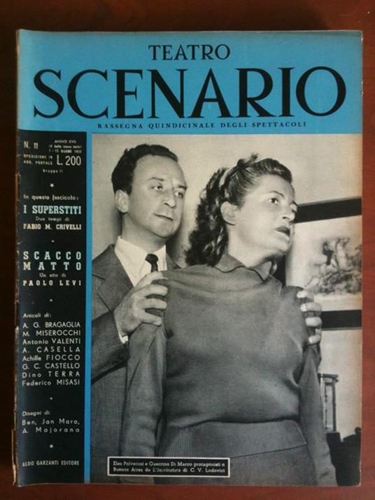 Teatro Scenario n° 11 Anno XVII Giugno 1953 Cover Polverosi Di Marco E8361 - copertina