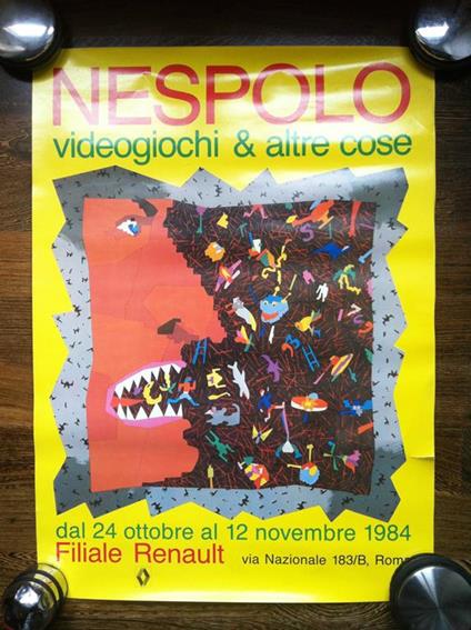Poster originale di Ugo Nespolo Videogiochi & altre cose Roma 1984 - P47 - copertina