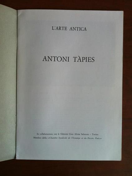 Catalogo delle opere di Antoni Tàpies L'arte antica - E19363 - copertina