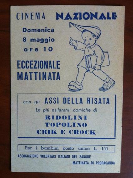 Biglietto originale Cinema Nazionale Ridolini Topolino Crick e Crock - E17708 - copertina