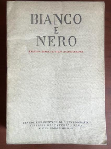 Bianco e Nero Anno XX n° 7 Luglio 1959 E20527 - copertina