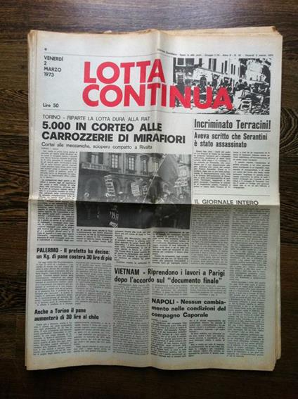 Lotta Continua Anno II n° 52 Venerdì 2 Marzo 1973 - E11230 - copertina
