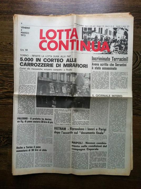 Lotta Continua Anno II n° 52 Venerdì 2 Marzo 1973 - E11230 - copertina