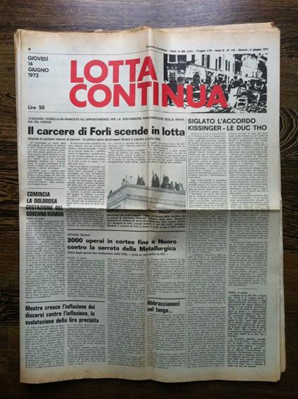 Lotta Continua Anno II n° 138 Giovedì 14 Giugno 1973 - E11236 - copertina