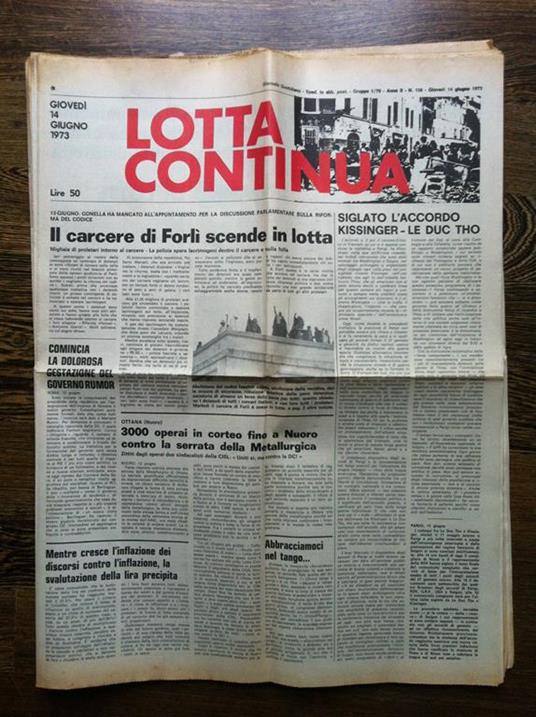 Lotta Continua Anno II n° 138 Giovedì 14 Giugno 1973 - E11236 - copertina