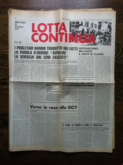 Lotta Continua Anno II n° 198 Mercoledì 29 Agosto 1973 - E11238 - copertina