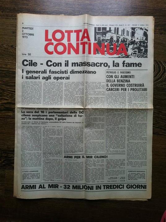 Lotta Continua Anno II n° 227 Martedì 2 Ottobre 1973 - E11243 - copertina
