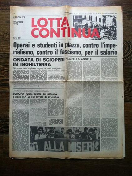Lotta Continua Anno II n° 287 Mercoledì 12 Dicembre 1973 - E11247 - copertina
