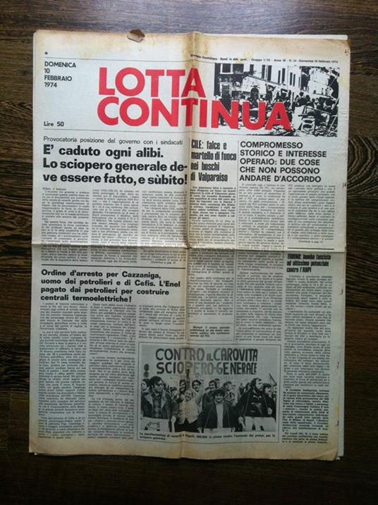 Lotta Continua Anno III n° 34 Domenica 10 Febbraio 1974 - E11248 - copertina
