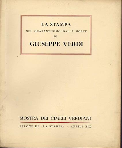Giuseppe Verdi mostra dei cimeli Torino 1941 - copertina
