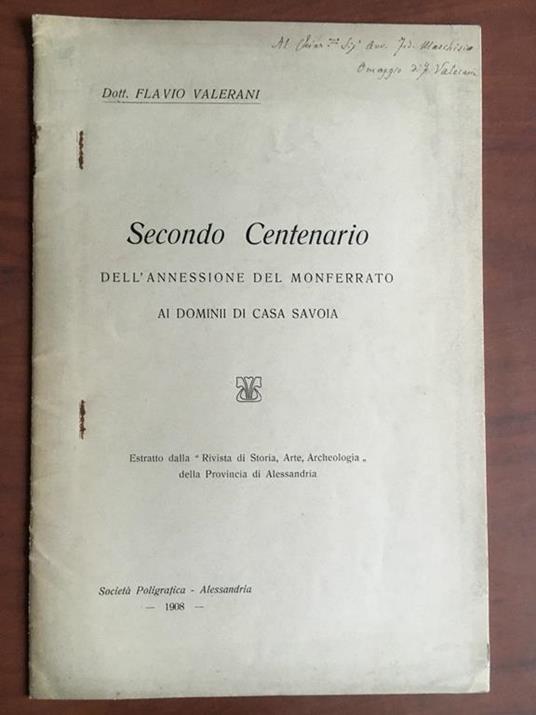 Secondo Centenario dell'annessione di Monferrato ai domini di Casa Savoia E21476 - copertina