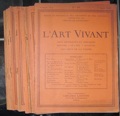 L' Art Vivant revue prima annata 1925 - copertina
