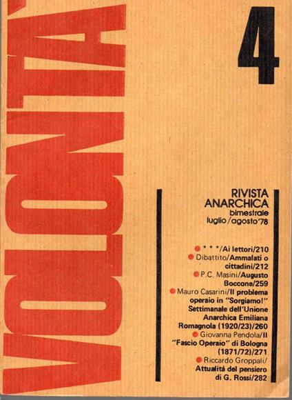 Volontà rivista anarchica 1978 - copertina