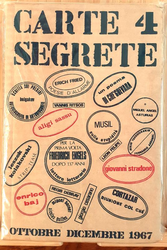 Carte Segrete Rivista Trimestrale Di Lettere E Arti (Anno I - Ottobre-Dicembre 1967 - N. 4) - copertina
