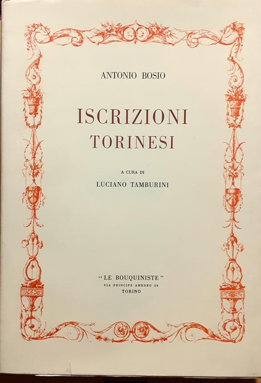 Iscrizioni torinesi - Antonio Bosio - copertina