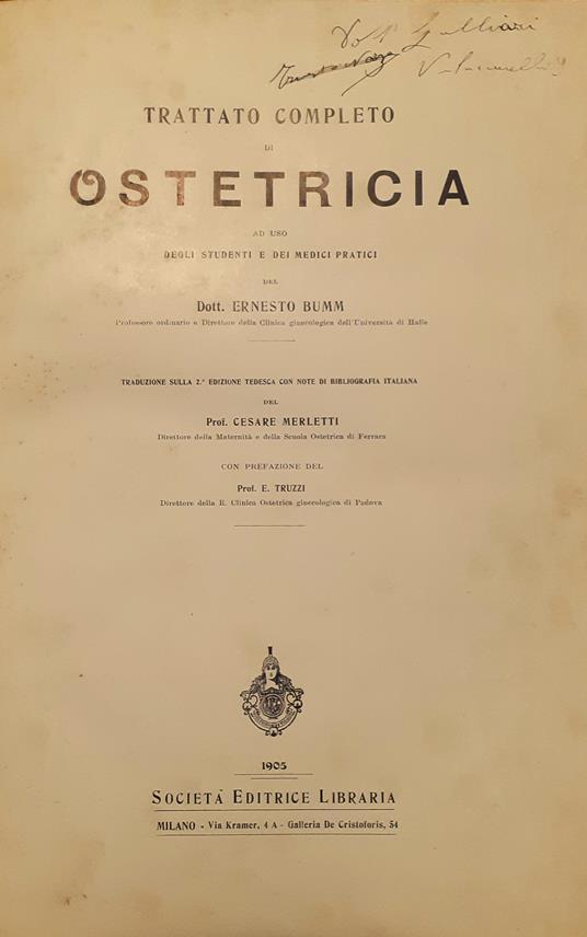 Trattato completo di ostetricia ad uso degli studenti e dei medici pratici - copertina